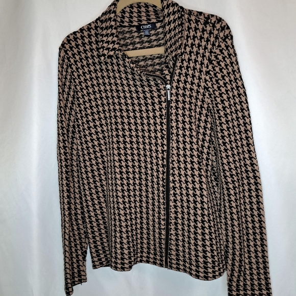 Chaps Black and Tan Houndstooth Women's Jacket Size XL #46 - Picture 1 of 5